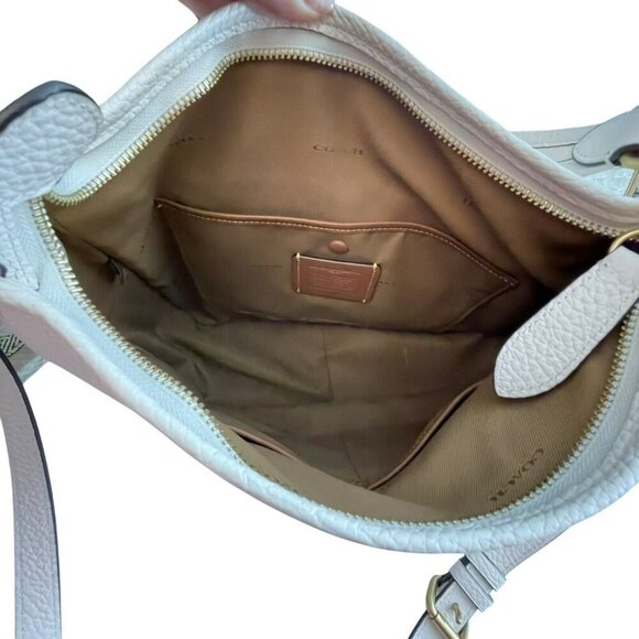 Coach $395 Off White Pebbled Leather Cary Shoulder Bag Convertible Crossbody NEW - Picture 10 of 10